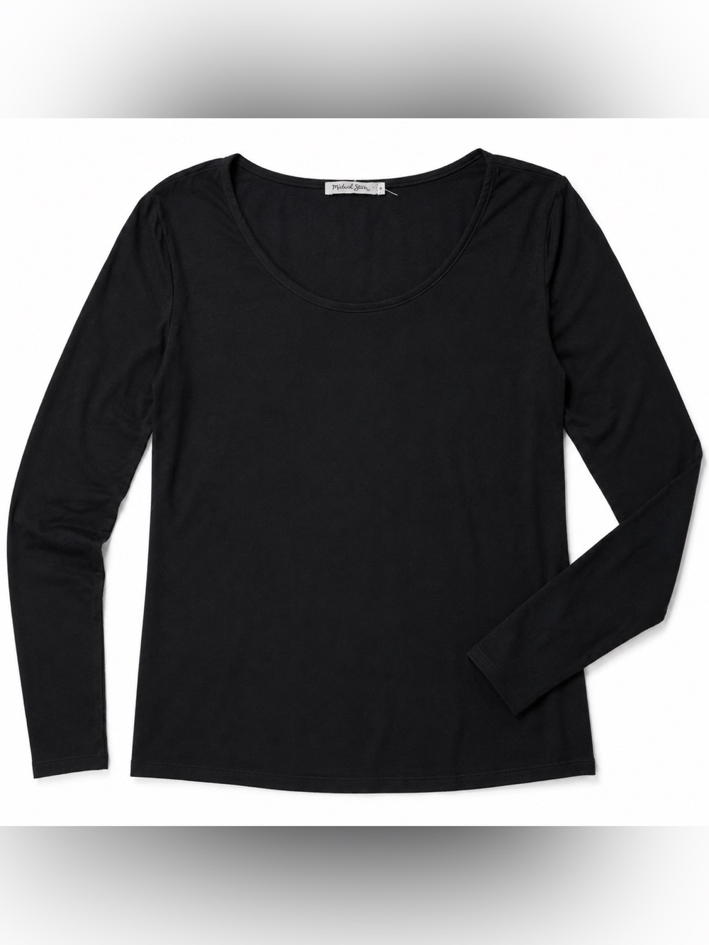 Michael Stars Black Long Sleeve Scooped Neck Top Medium